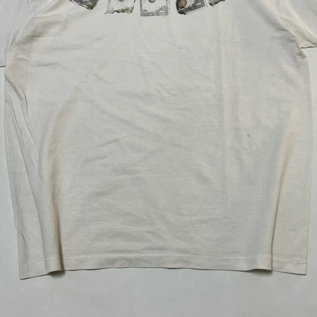 SAINT Mxxxxxx MONEY TEE/WHT dollar necklace, retro short-sleeved, off-white S-XL, ready-to-wear, washed and distressed, authentic level printing, correct accessories/with little angel logo